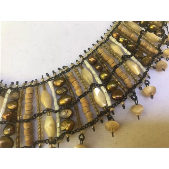 BEADED NECKLACE EARTH TONES NECKLACE‎ WIDE BAND - Picture 5 of 8